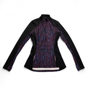 Prana Black and Purple Multi-Striped Half-Zip Pullover